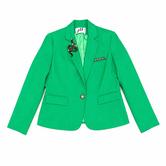 JH Collectibles Petite Kelly Green Single-Breasted Notch Blazer