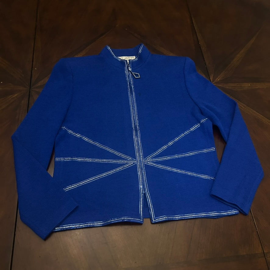 St. John Evening Royal Zip Jacket with Rhinestones