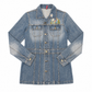 Denim Shirt Jacket with 3-D Hand Floral Embroidery