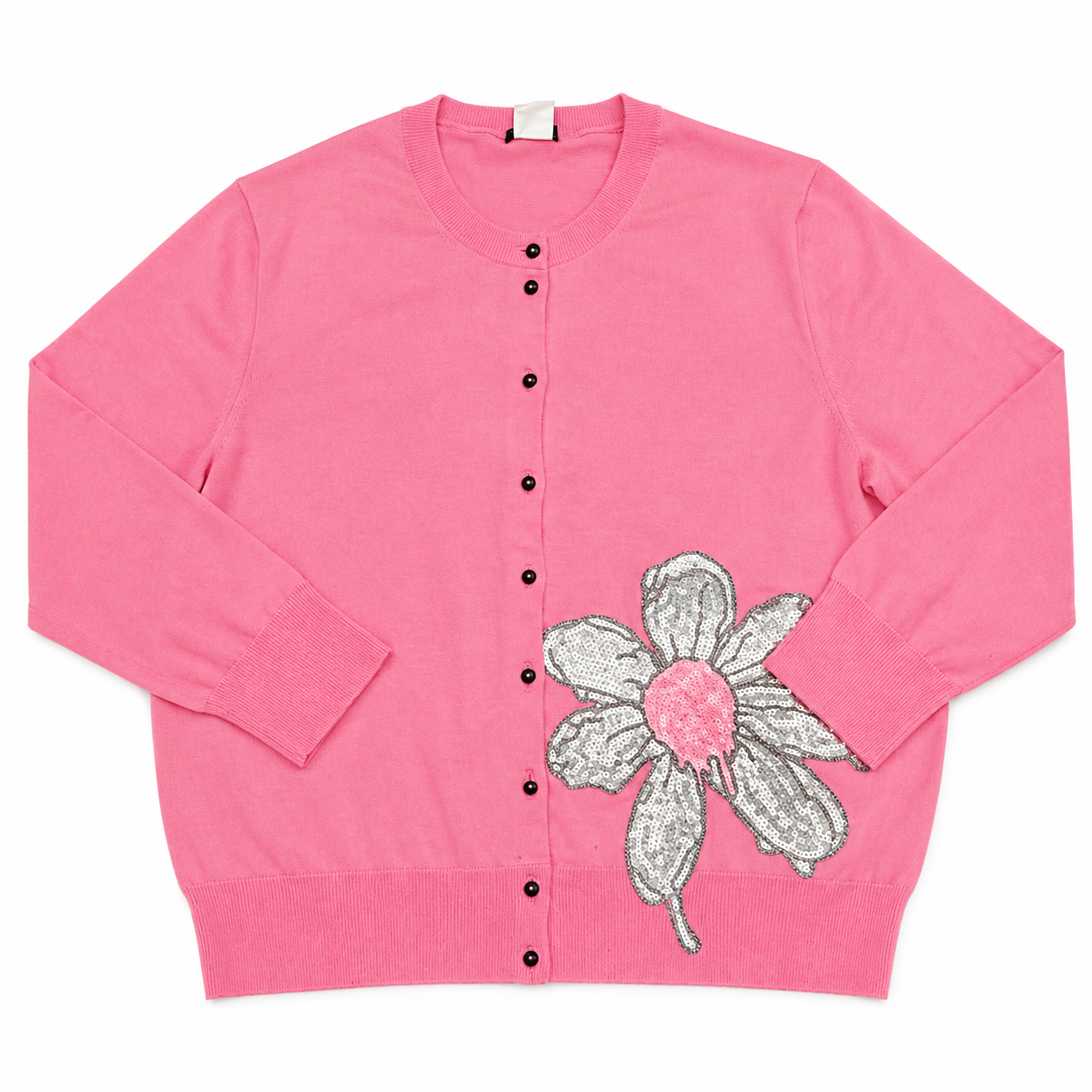 J.Crew Pink Cardigan with Floral Applique