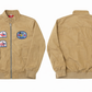 "Bob Walt" Khaki Zip Front Jacket with Vintage Patches