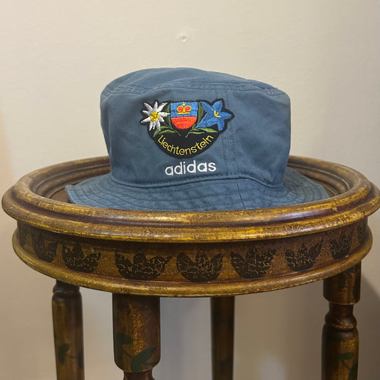 ADIDAS Blue Bucket Hat with Vintage Liechtenstein Patch