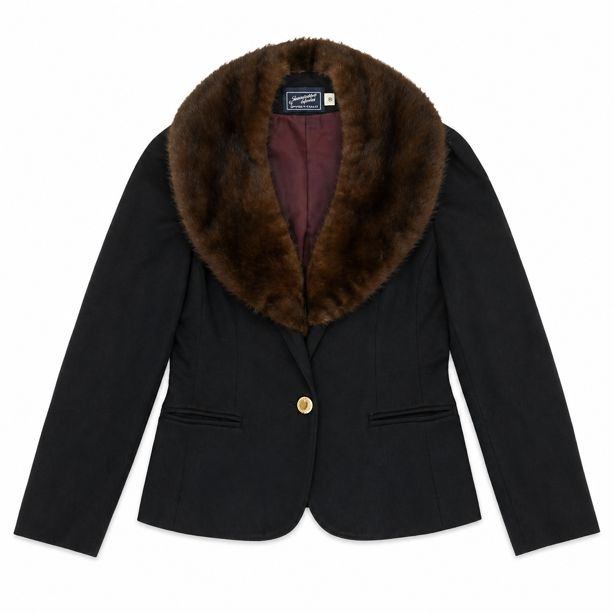 Haberdashery Collection Petite Jacket with Added Fur Collar