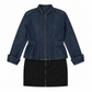Ambition Zip Front Denim Jacket with Floral Applique