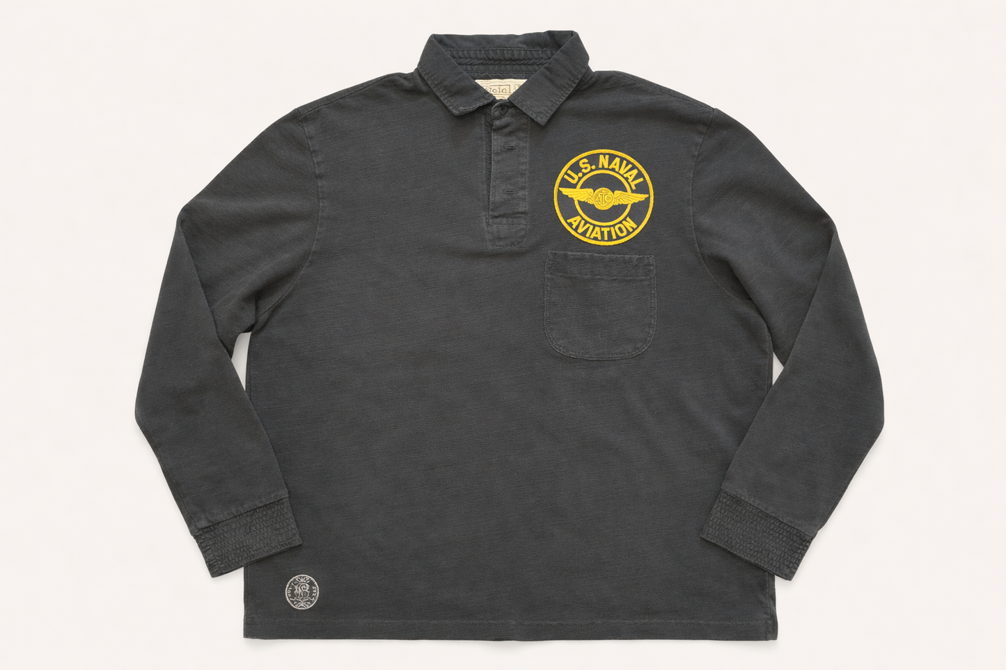 Polo by Ralph Lauren Navy Long Sleeve Polo Shirt with Naval Patch