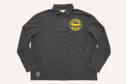 Polo by Ralph Lauren Navy Long Sleeve Polo Shirt with Naval Patch
