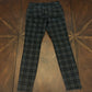 Calvin Klein Black Plaid Pants with Red/White/Blue Stripe at Waist