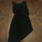 Pookie & Sebastian Black Asymmetric Crepe Dress with Heart Applique