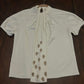 J. Crew Ivory Short-Sleeve Blouse with Beading on Flap Tie