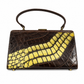 Mayer Brown Croc Skin Framed Bag with Hand-painted Metallic Art