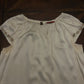 Carolina Herrera Ivory Charmeuse Jewel-Neck Cap-Sleeve Blouse with Beading on Sleeves