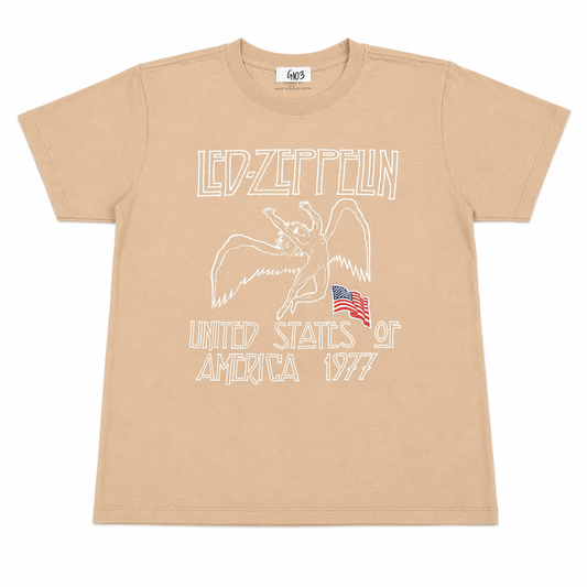 Led Zeppelin Tangerine Tee Shirt with American Flag Patch