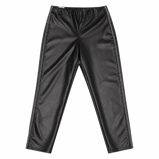 Zara Black Faux Snakeskin Pants with Beaded Side Panel
