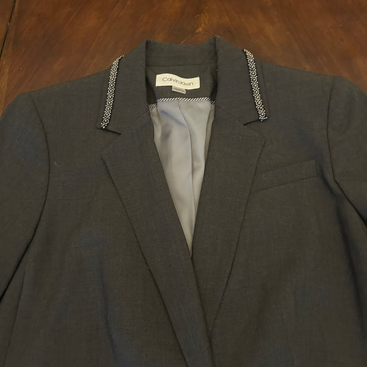 Calvin Klein Grey Blazer with Beaded Collar