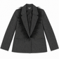 ER Gerard Grey Flannel Blazer with Feather Trim Collar
