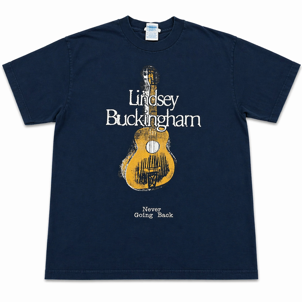 Lindsey Buckingham Graphic Tee with "Never Going Back" Embroidery