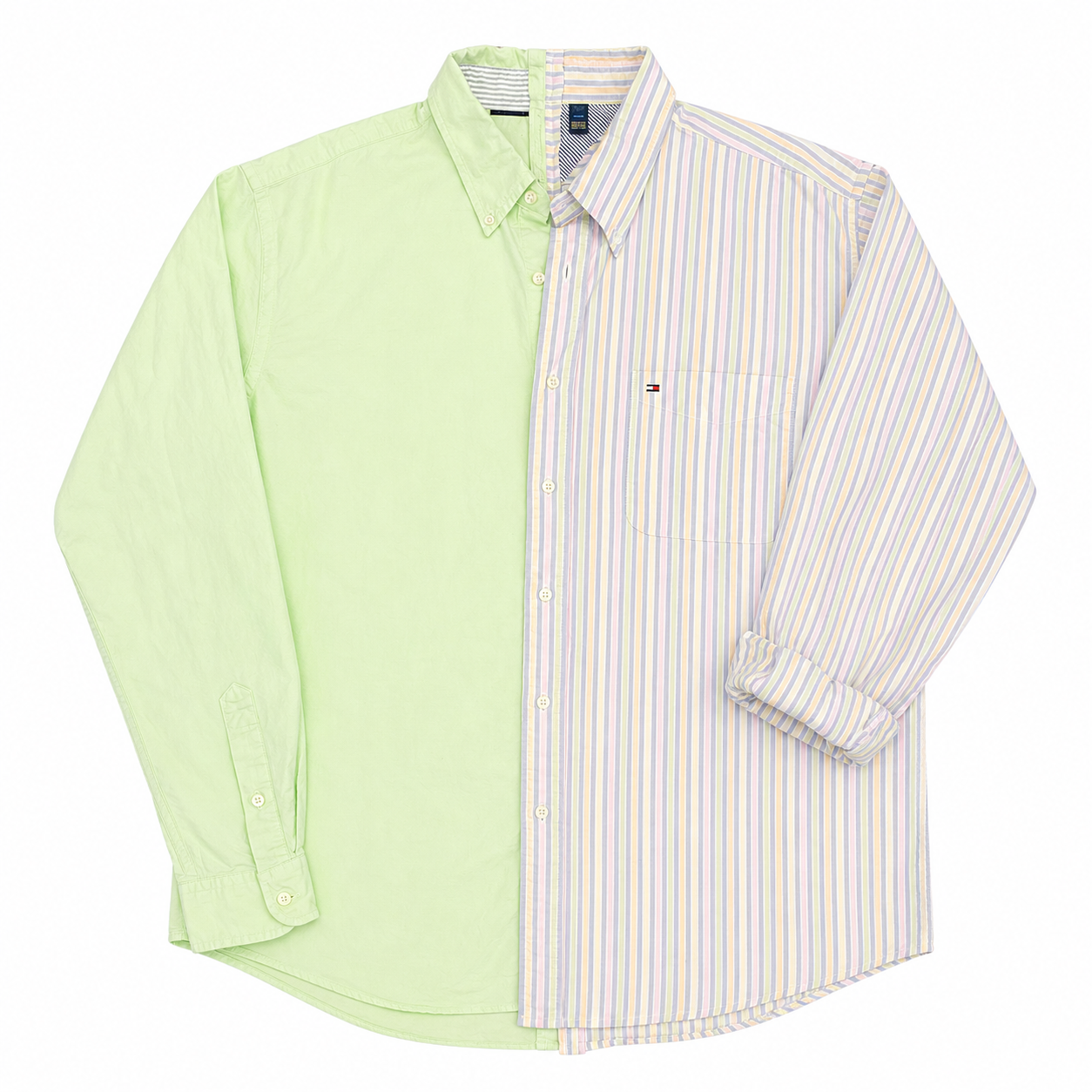 Tommy Hilfiger Fused Mint Green & Vertical Stripes Button-Up Shirt