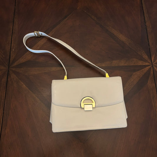 Koret Ivory Flap Shoulder Bag with Gold Hardware