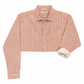 Stafford Cropped Orange & White Vertical Stripe Button-Up Shirt