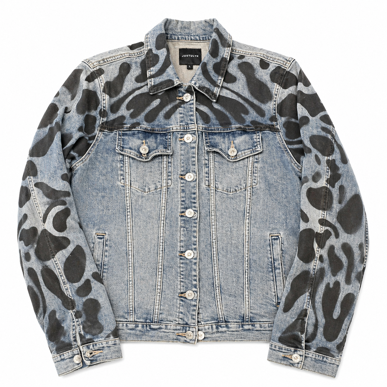 Denim Jacket with Hand-Painted Animal Design