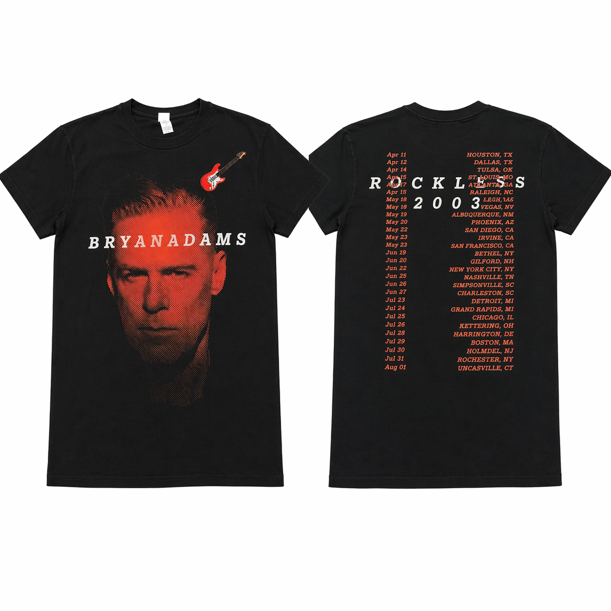 Bryan Adams 2015 Tour T-Shirt with Guitar Patch