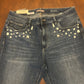 DL1961 Mid-Rise Ultra Insta-Sculpt Ankle Bedazzled Blue Jean