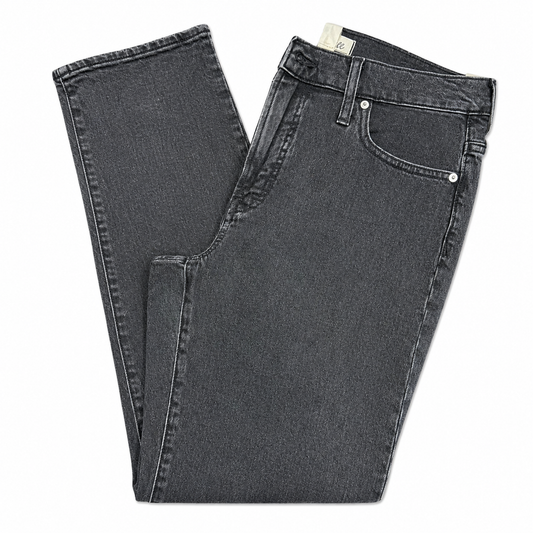 Madewell Mid-Rise Dark Wash Straight Jeans with Grommets