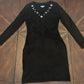 Calvin Klein Sweater Knit Dress with Bedazzled Collar