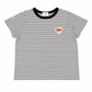 Black-and-white Striped Tee Shirt with Vintage Patch