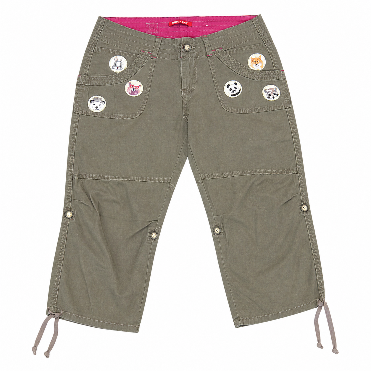Unionbay Olive Cargo Capri Pants with Animal Patches