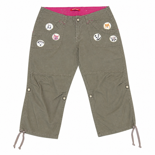 Unionbay Olive Cargo Capri Pants with Animal Patches