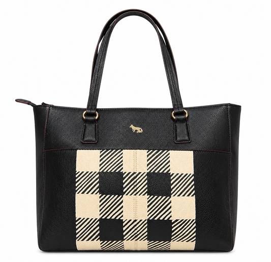 Hand-Painted Plaid Emma Fox Handbag