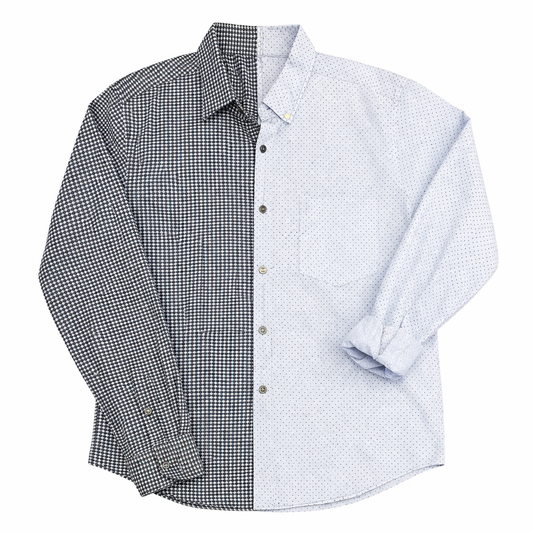 Fused Dot & Diamond Print Button-Front Shirt