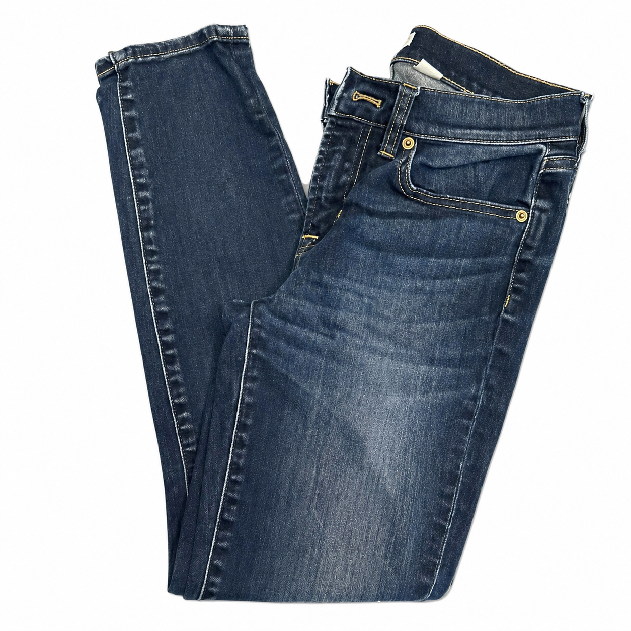 American Eagle High-Rise Skinny Stretch Distressed Blue Jeans