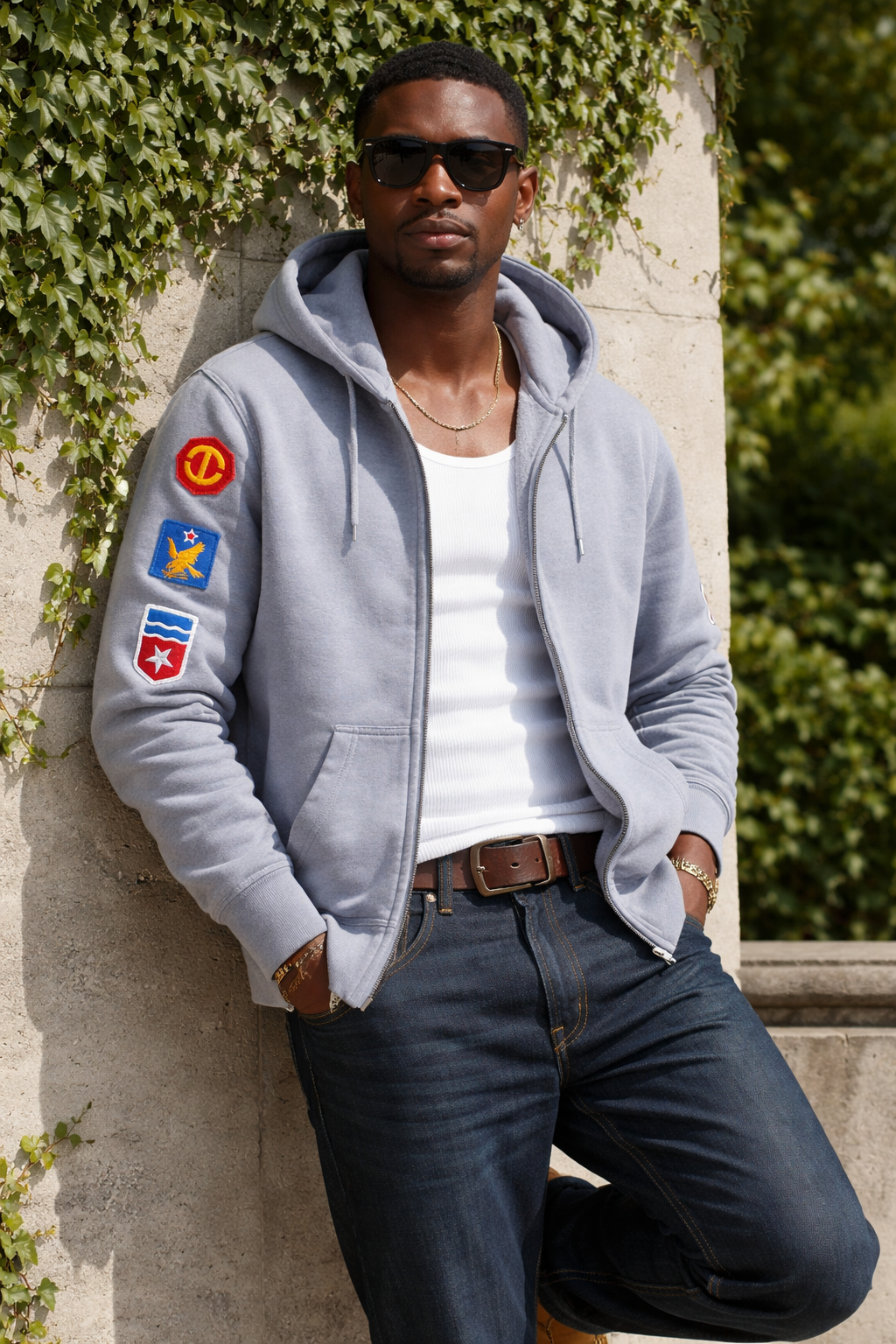 Polo by Ralph Lauren Zip-Front Hoodie with Vintage Patches