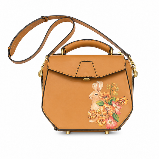 Alexander Wang Tan Leather Bag with Hand-Painted Rabbit
