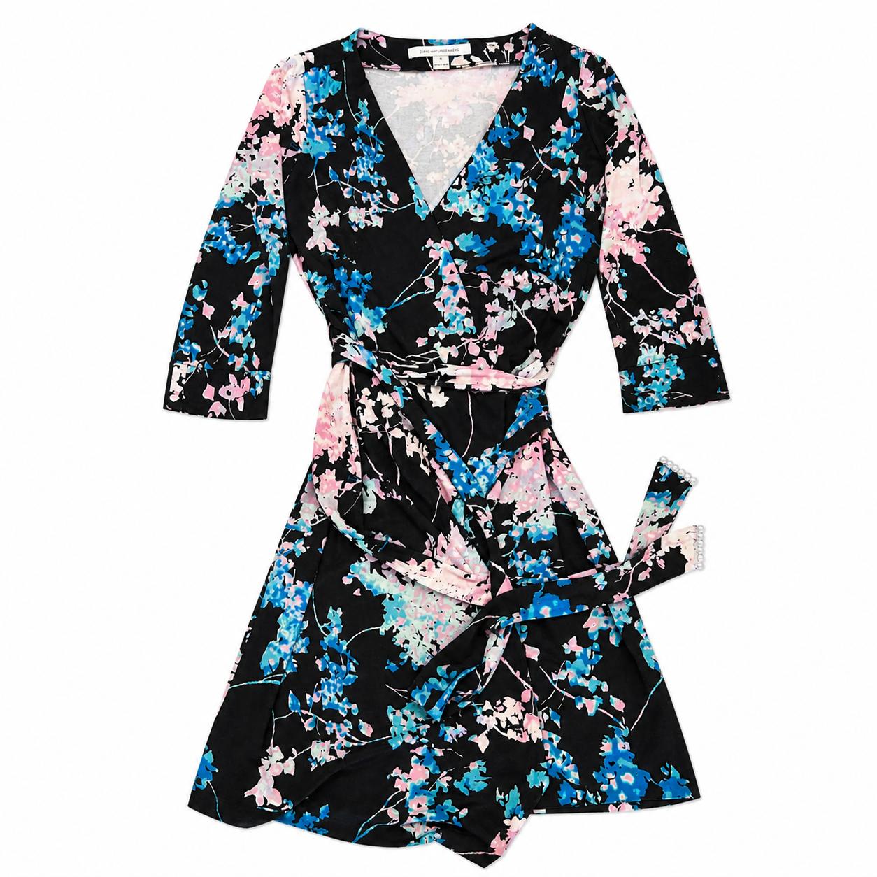 Diane von Furstenberg Wrap Dress with Blue and Pink Floral Print