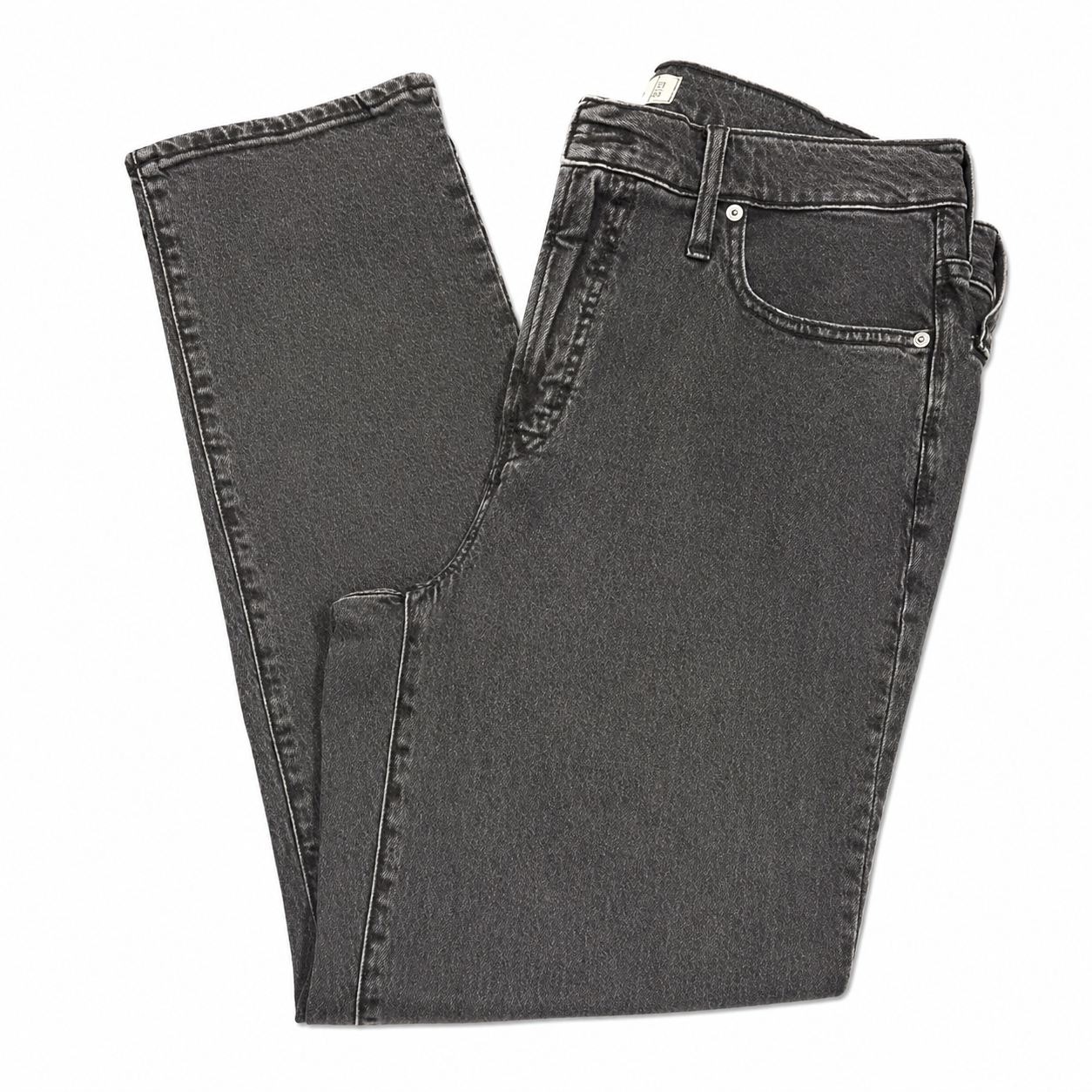 Madewell Dark Wash High-rise Straight Cropped Jeans with Silver Grommets