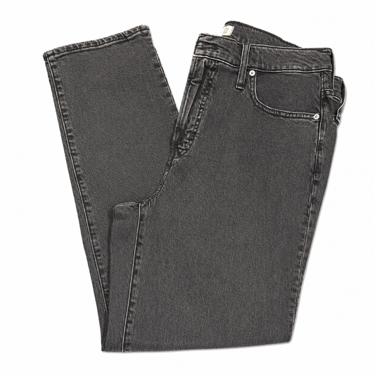 Madewell Dark Wash High-rise Straight Cropped Jeans with Silver Grommets