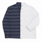 Fused Vertical-Horizontal Blue Striped Cropped Shirt