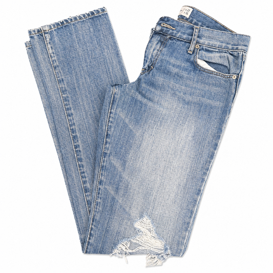 Abercrombie & Fitch Low-Rise Destructed Straight Leg Blue Jeans