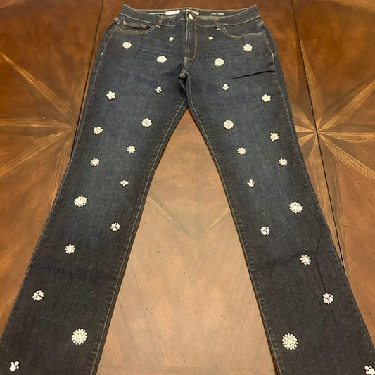DL1961 Hi-Rise Curvy Bedazzled Straight-Leg Blue Jeans