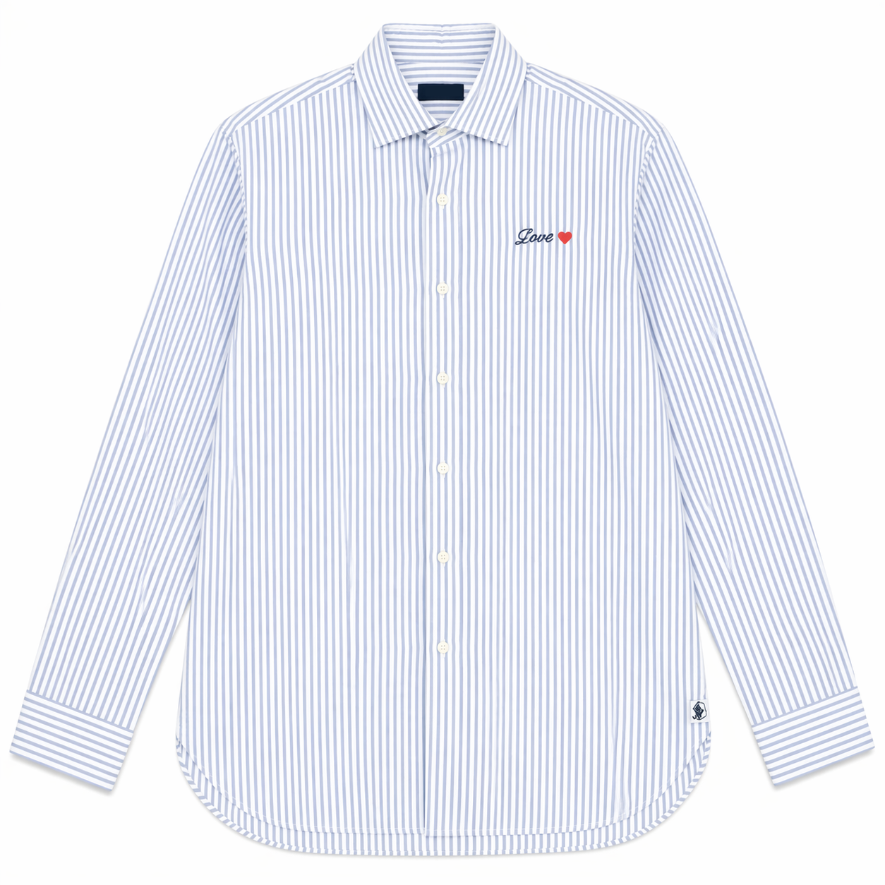 Polo Ralph Lauren Blue/white striped Shirt with Love Embroidery