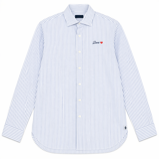 Polo Ralph Lauren Blue/white striped Shirt with Love Embroidery
