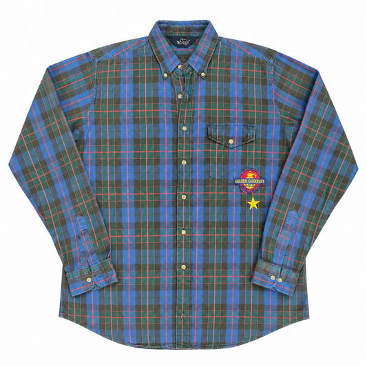 Woolrich Tartan Blue-Green-Red Flannel Shirt with Pocket and Guernsey Patch