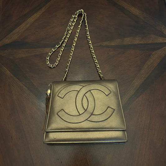 Not Chanel Metallic Bronze Shoulder Bag