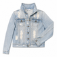 Destructed Denim Jacket with Floral Applique
