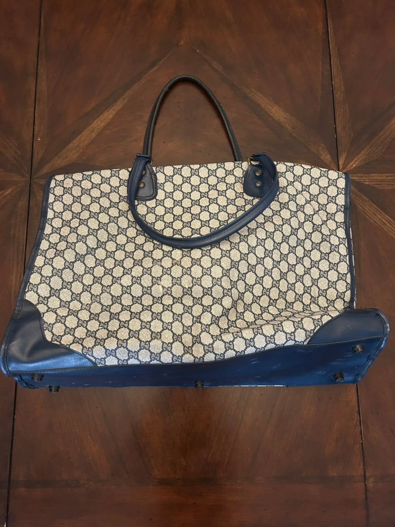 Gucci Navy Oversized Tote with Stripe