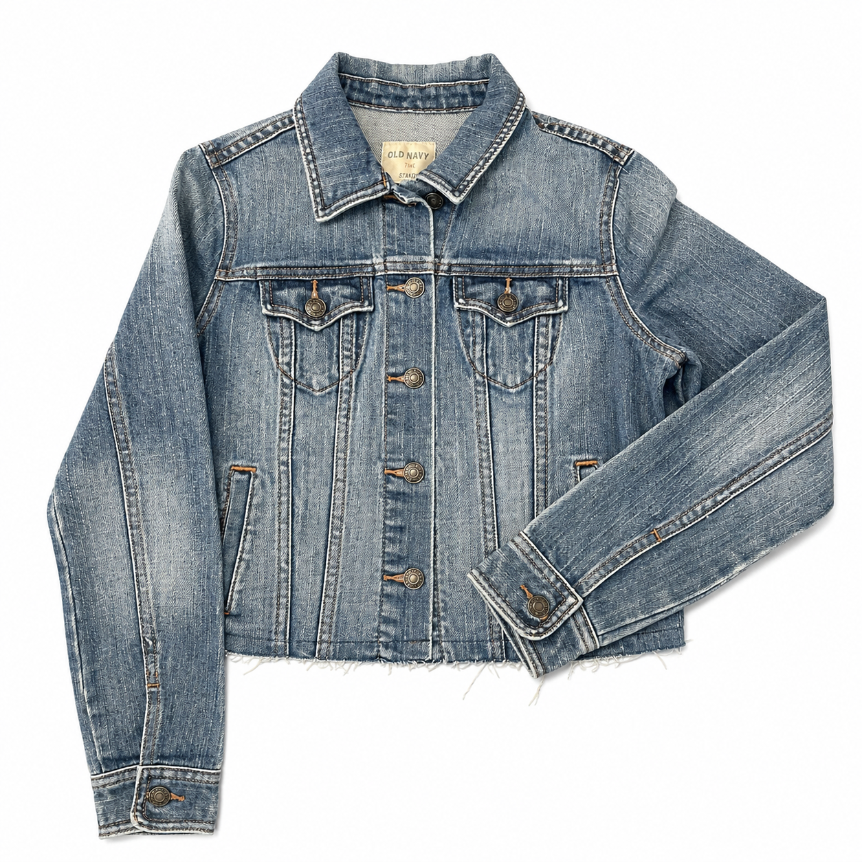 Old Navy Frayed Cropped Denim Jacket