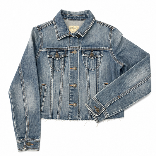 Old Navy Frayed Cropped Denim Jacket